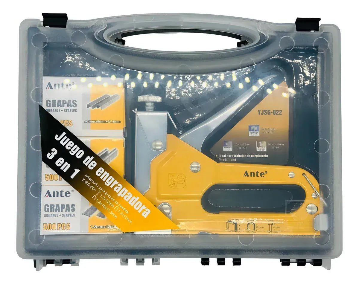 MAQUINA ENGRAPADORA PROFESIONAL 3 EN 1 + 1500 GRAPAS + maleta de transporteferreteria-online-barata