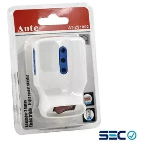 Adaptador Enchufe Triple 3 Tomas Con Switchferreteria-online-barata