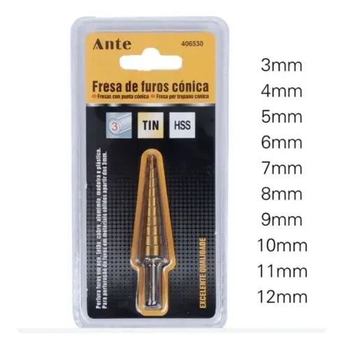 Broca Cónica Escalonada Pino De 3 A 12 Mm Hss Paso A Pasoferreteria-online-barata