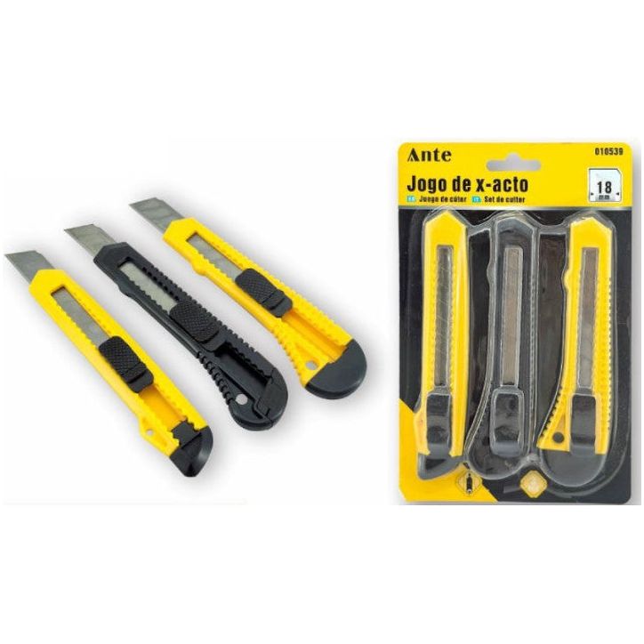 Pack 3 Cuchillos Cartoneros Corta Cartón 18mm Anteferreteria-online-barata