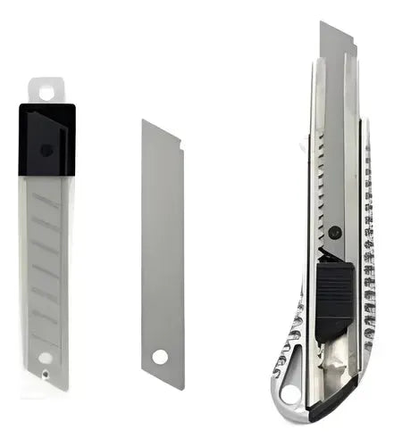 Cuchillo Cartonero Mango Fierro 18mm + 5 Hojas De Repuestoferreteria-online-barata