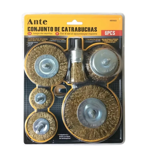 Cepillo Grata Escobilla De Acero Para Taladro En Set 6pcsferreteria-online-barata