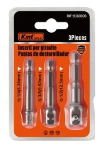 Juego Adaptador De Dados Para Taladro 1/4 3/8 1/2 3pcsferreteria-online-barata