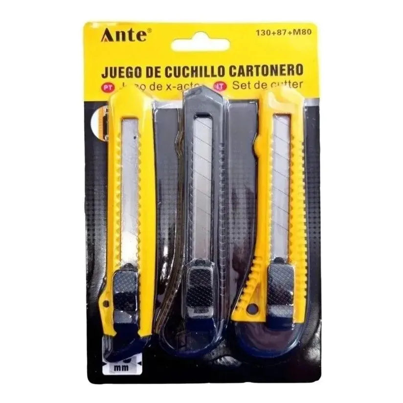 Pack 3 Cuchillos Cartoneros Corta Cartón 18mm Anteferreteria-online-barata