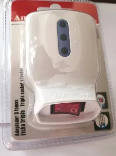 Adaptador Enchufe Triple 3 Tomas Con Switchferreteria-online-barata