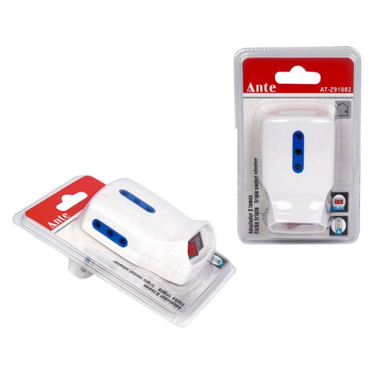 Adaptador Enchufe Triple 3 Tomas Con Switchferreteria-online-barata