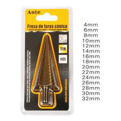 Broca Fresa Punta Conica Escalonada 4 A 32 Mmferreteria-online-barata