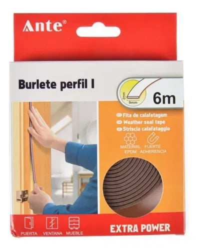 Burlete Perfil I Aislante Térmico Puertas, Ventanas 6mx9x2mmferreteria-online-barata
