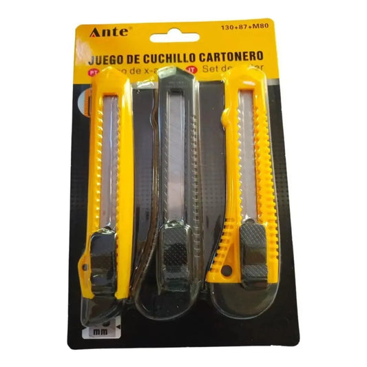 Pack 3 Cuchillos Cartoneros Corta Cartón 18mm Anteferreteria-online-barata