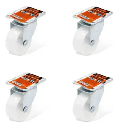 Rueda Carrito Giratorio Base Metal Blanca 50mm Pack 4ferreteria-online-barata